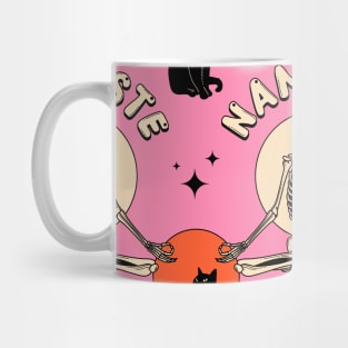 Yoga Namaste Black Cat Pattern in pink Mug